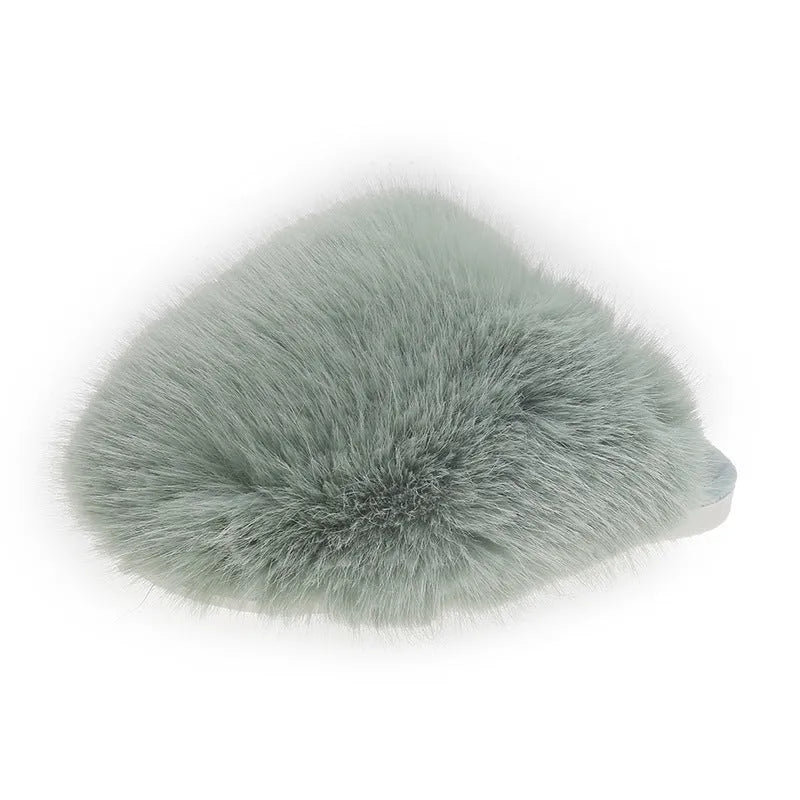 Thickened solid colour baotou slippers with plush upper and rubber sole, available in multiple colours and sizes for couples