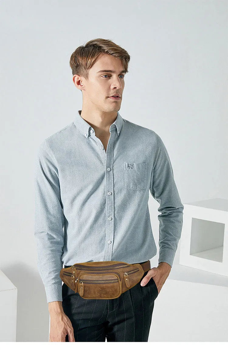 Leather shoulder messenger bag in retro style with adjustable crossbody strap