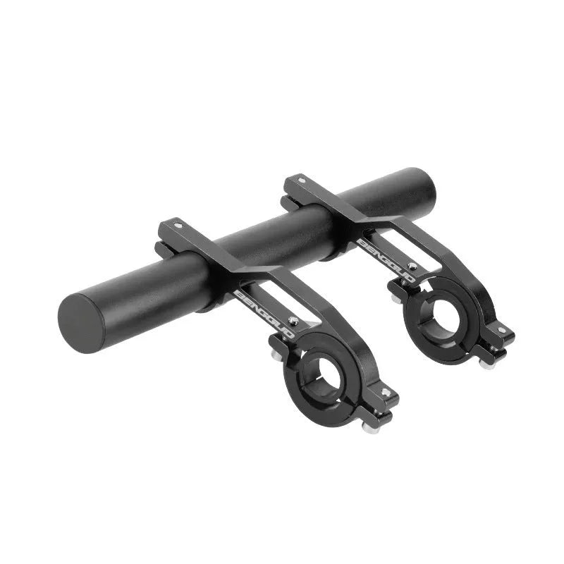 Aluminium alloy bicycle handlebar extension bracket in black, 10cm length, for MTB and road cycling