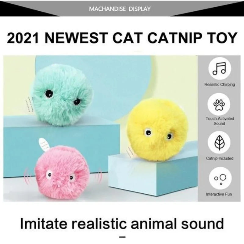 55mm interactive pet toy ball in blue, pink or yellow with animal sounds and gravity sensor