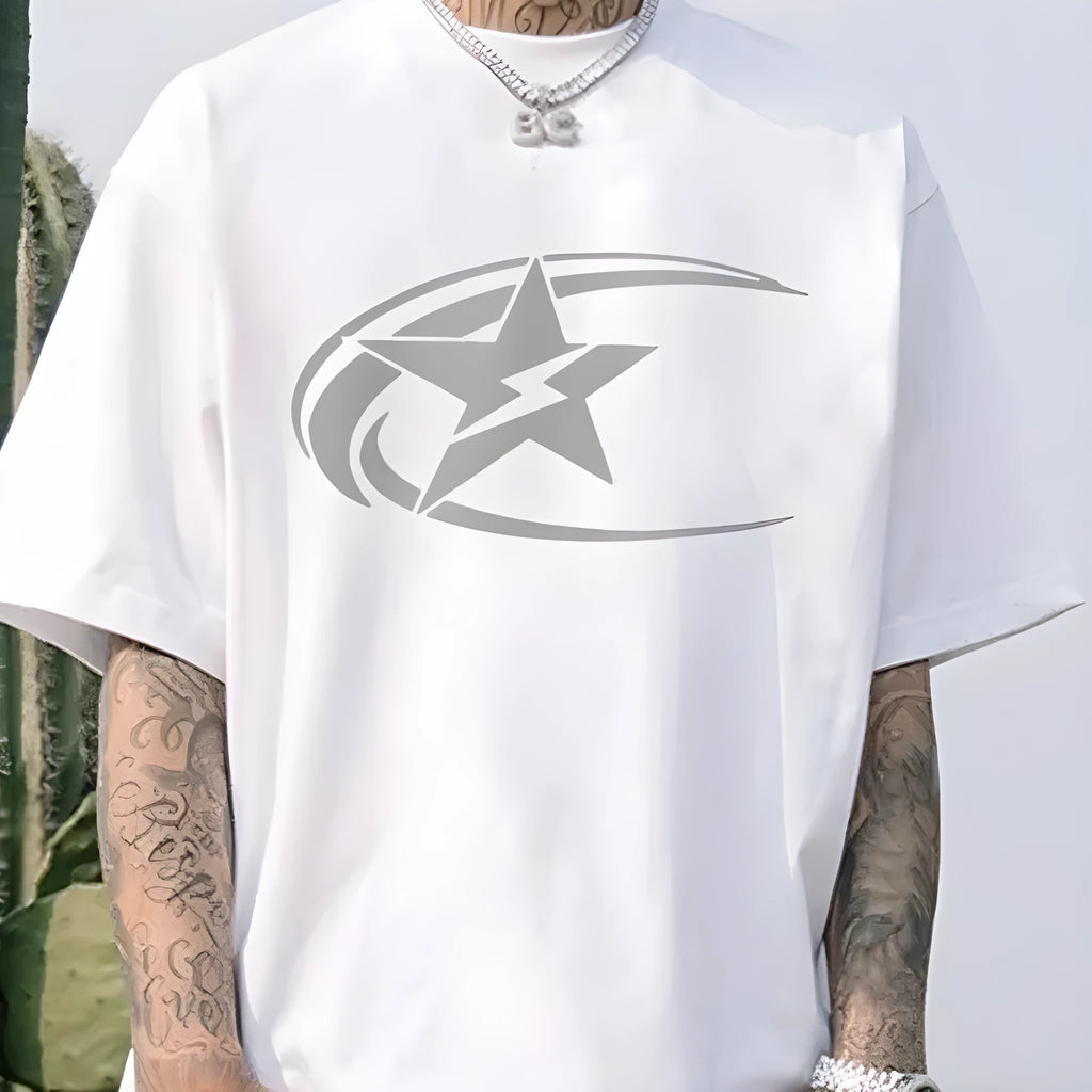 Men's pure cotton short sleeve T-shirt in Japanese retro style, solid colour pattern