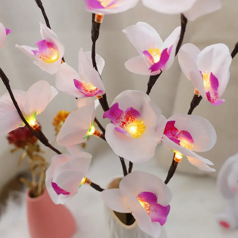 65cm long pink LED phalaenopsis branch decorative light on a dark background