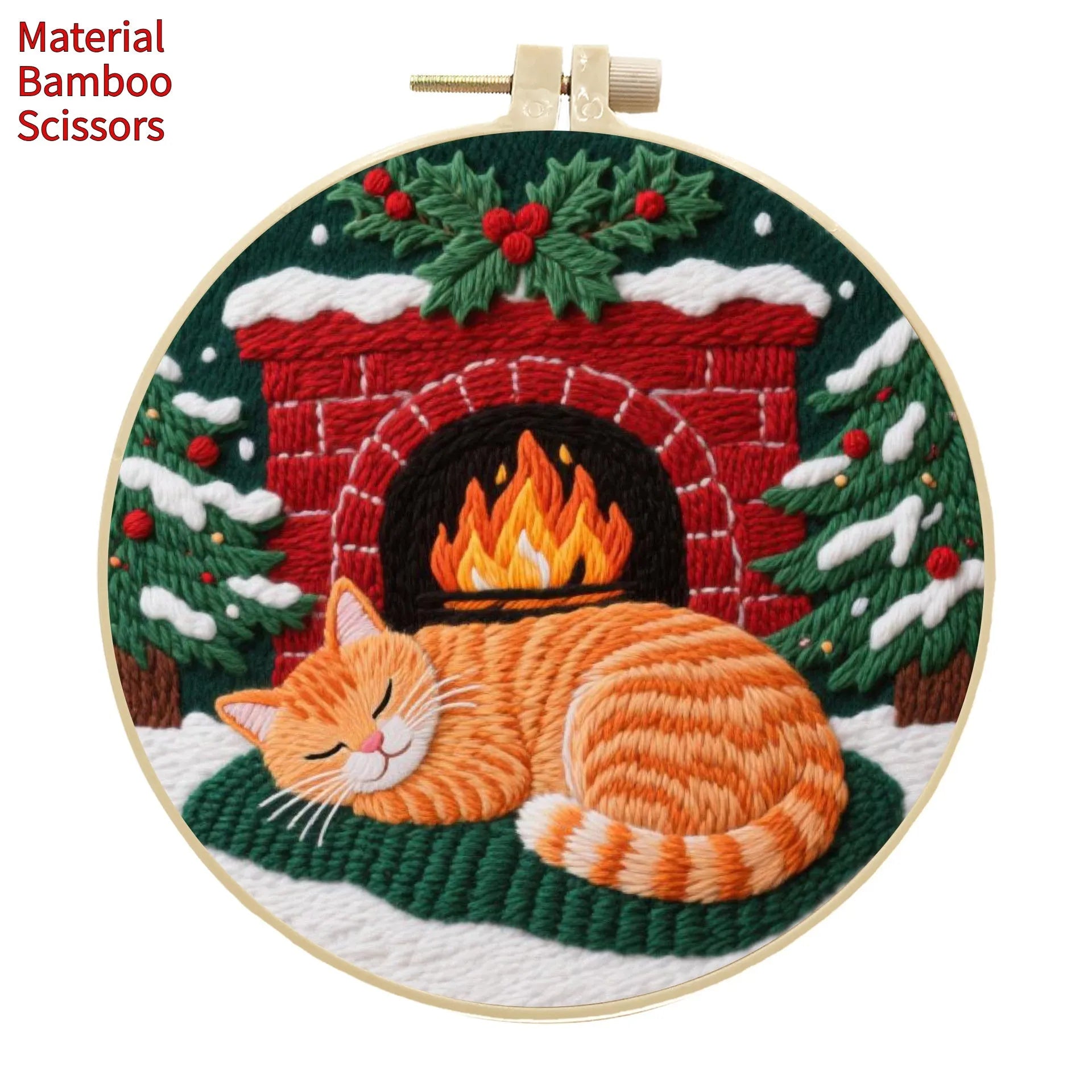 Autumn fruit embroidery DIY material package with cotton linen fabric and optional bamboo frame
