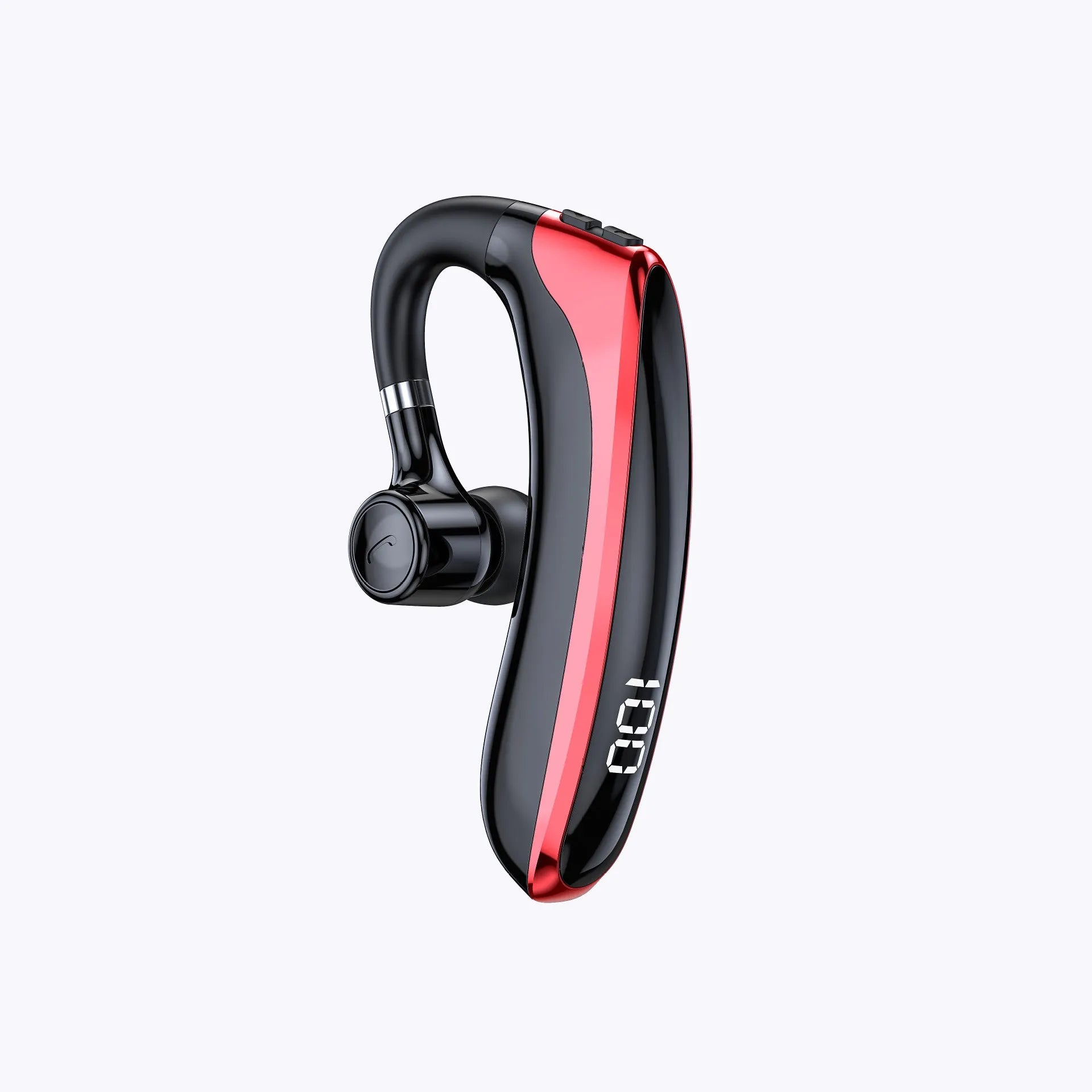 High-gloss black single-ear bone conduction sports Bluetooth headset with digital display and breathing light