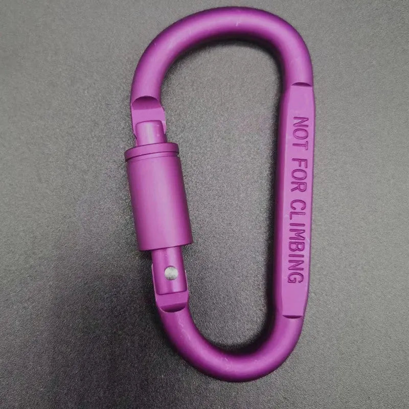 Aluminium D-type locking carabiner with 8cm flat profile in bright colours
