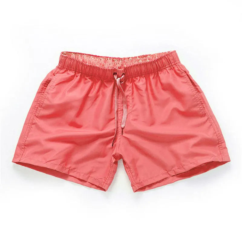 Men's straight leg beach shorts in multiple colours with grinding process polyester fabric
