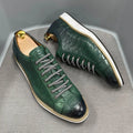 Men's low-top leather sneakers with an embossed pattern on the upper, shown in a choice of colours.