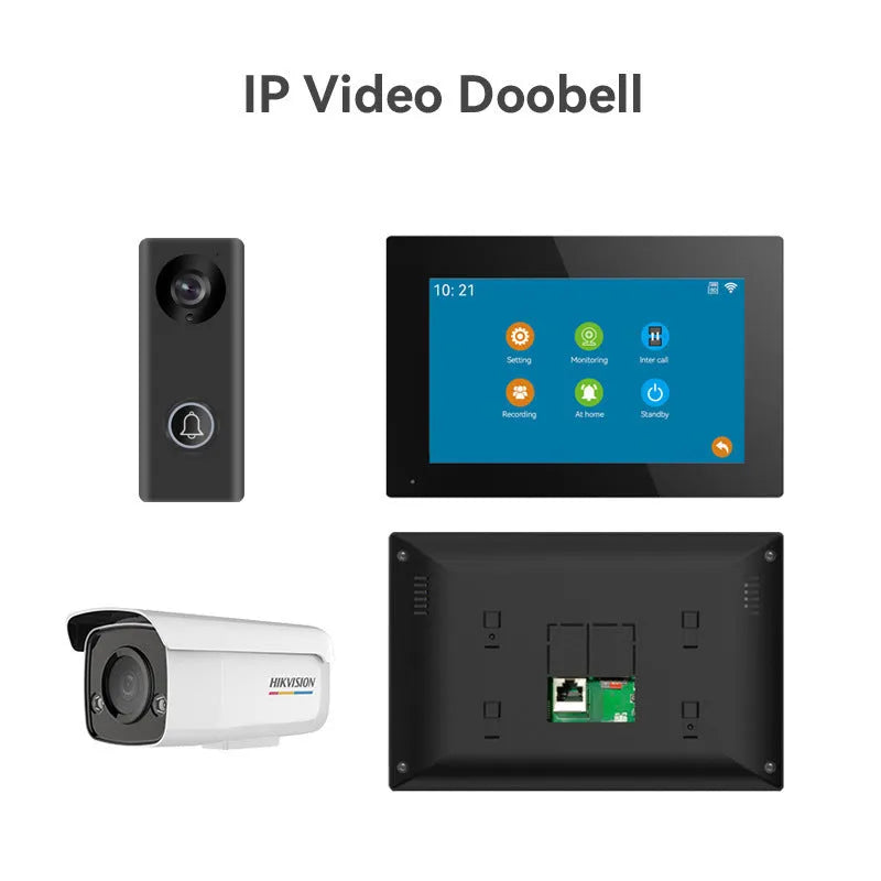 10 inch video intercom doorbell system with outdoor unit and display screen