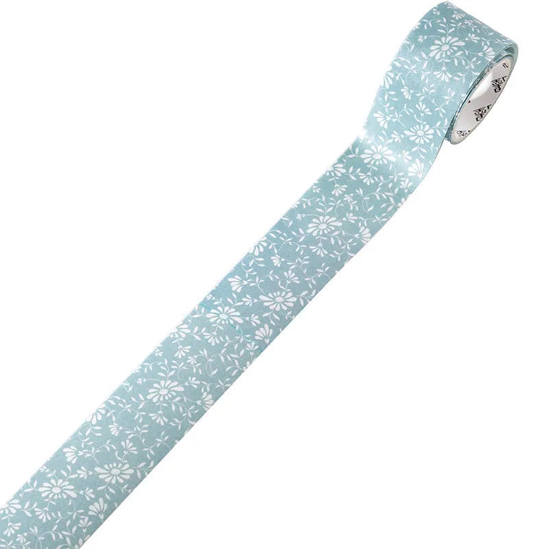 Roll of vintage floral watercolour design tape on a Japanese paper base, showing 30mm and 50mm width options.