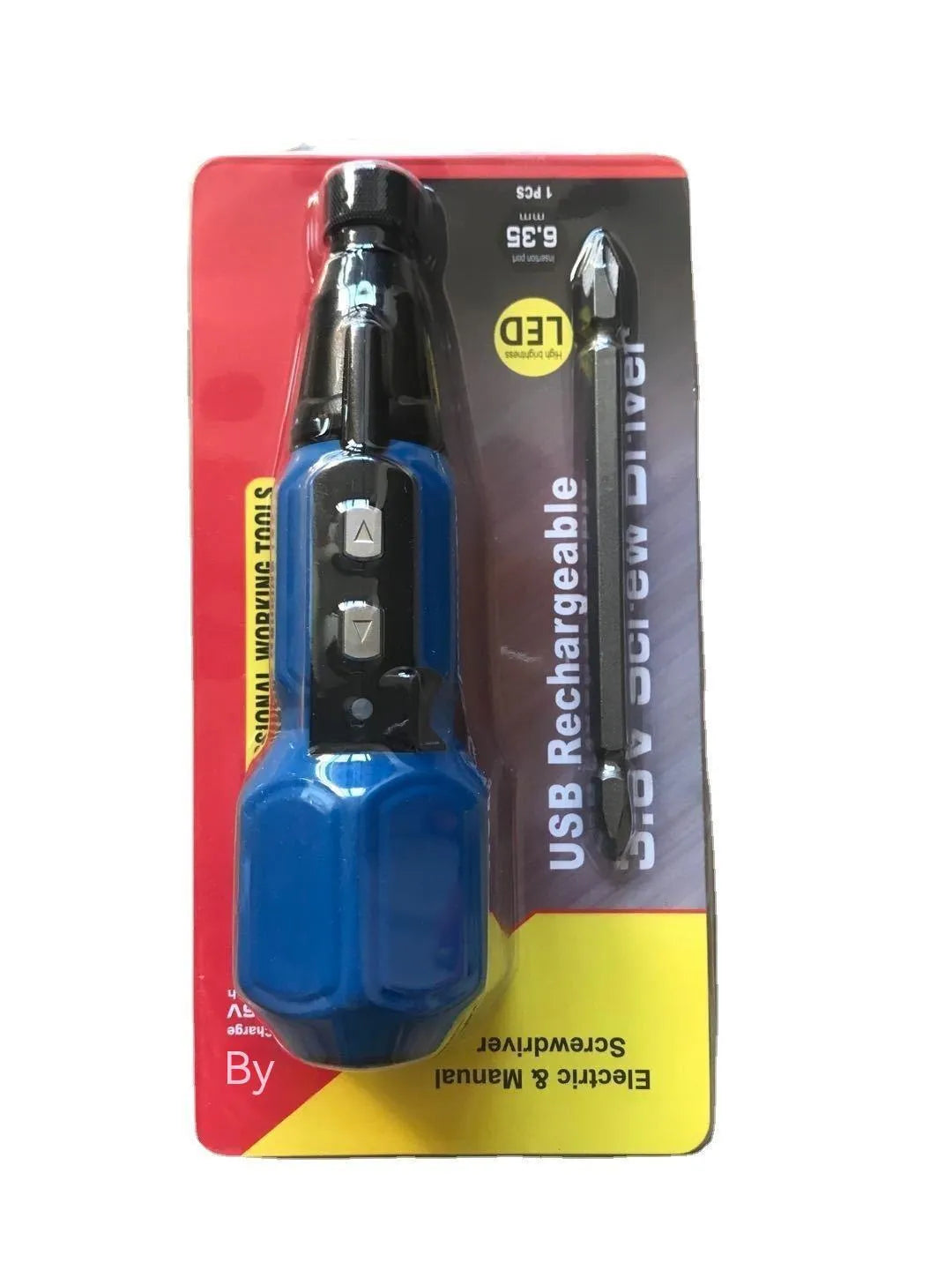 Black and blue alloy steel straight handle 36V electric screwdriver