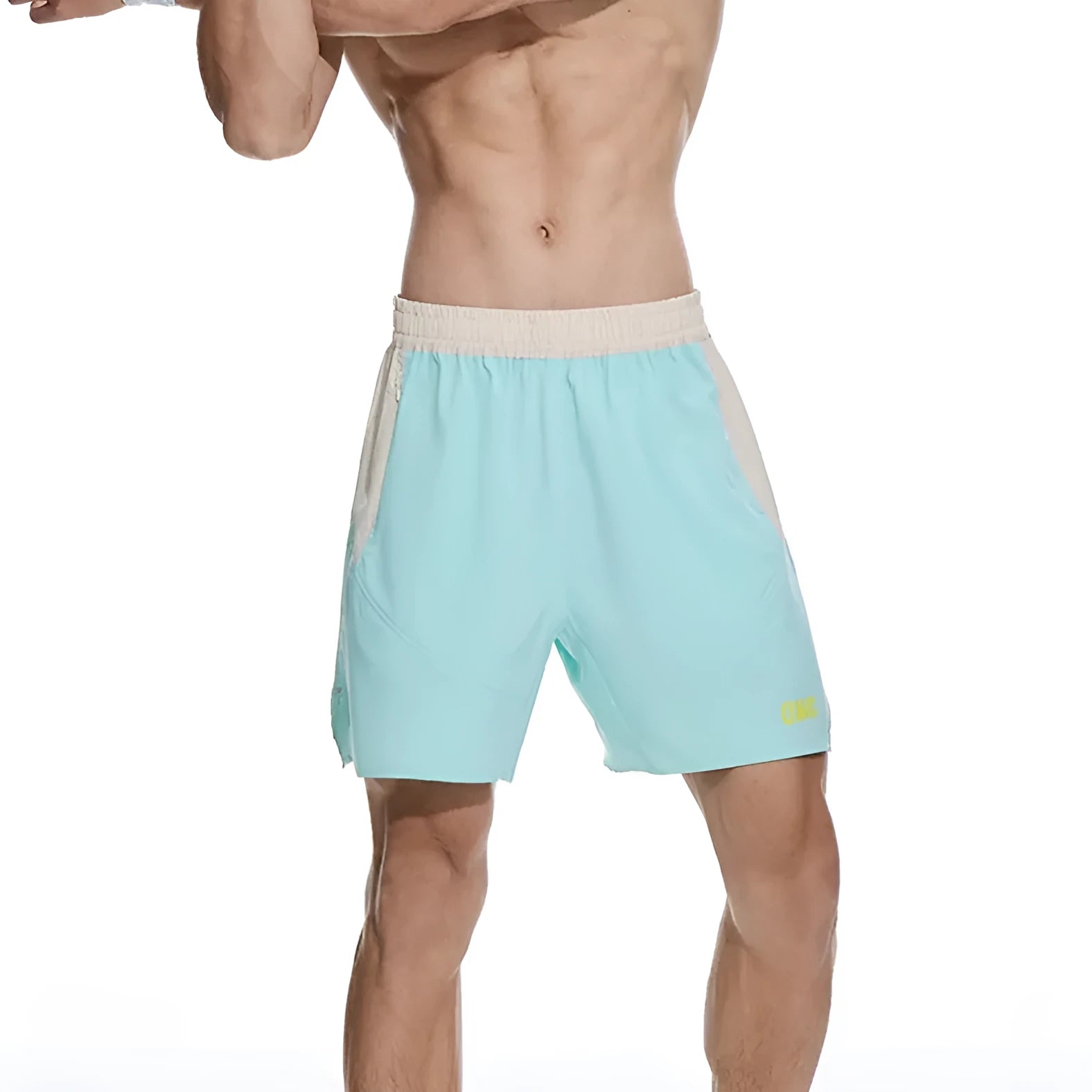 Men's loose-fit gym shorts in dark grey for weight training with elastic lace-up waistband.