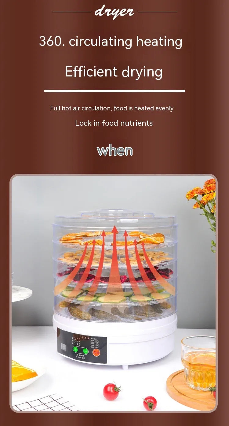 Household fruit dehydrator food dryer with multiple shelf layers and international plug options
