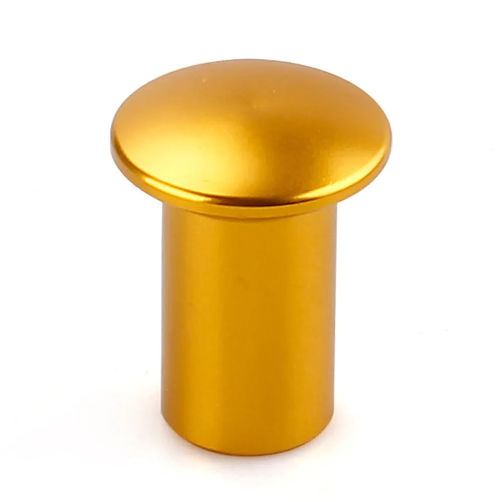 Aluminium alloy drift handbrake button cap in gold, silver, black, blue, and red colours.