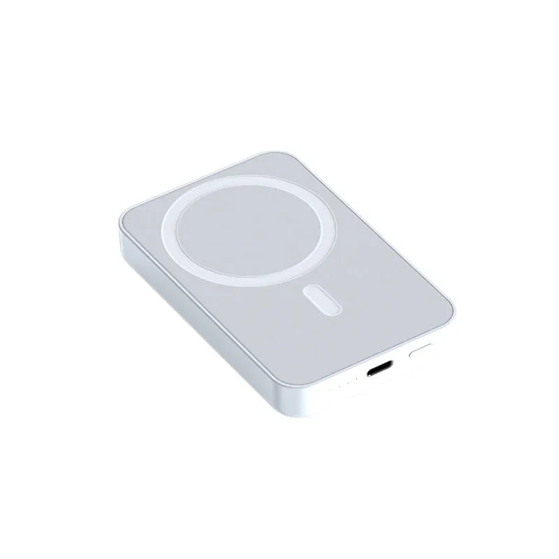 Pink magnetic wireless power bank with 20000mAh capacity showing dimensions 100x64x18mm