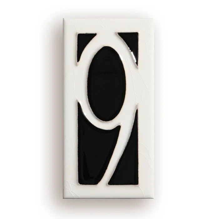 Handmade enamel art ceramic retro doorplate with number, 76 × 152mm dimensions