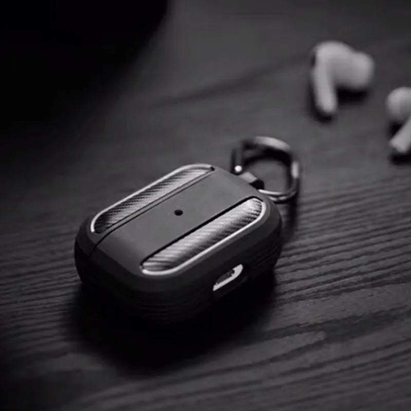 Carbon fibre patterned TPU protective case for AirPods in apple green colour
