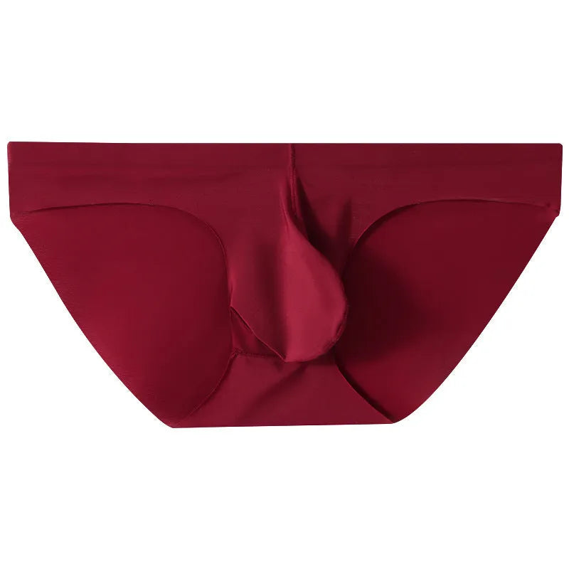 Ice silk seamless men's briefs with separate pouch compartment in multiple colour options
