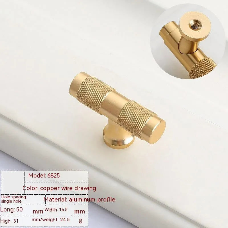 Brushed brass European style cabinet handle with aluminium alloy construction