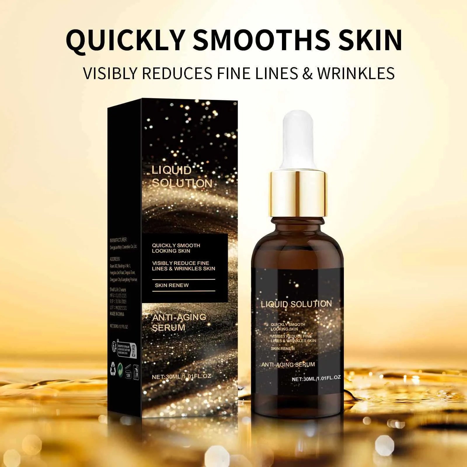 30ml facial moisturising bottle with hyaluronic acid and glycerin formula