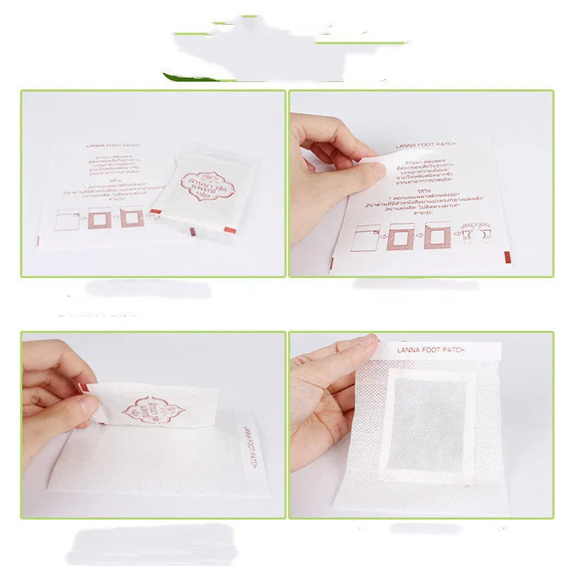 Pack of 10 relieving fatigue foot patches with nourishing properties for general skin types
