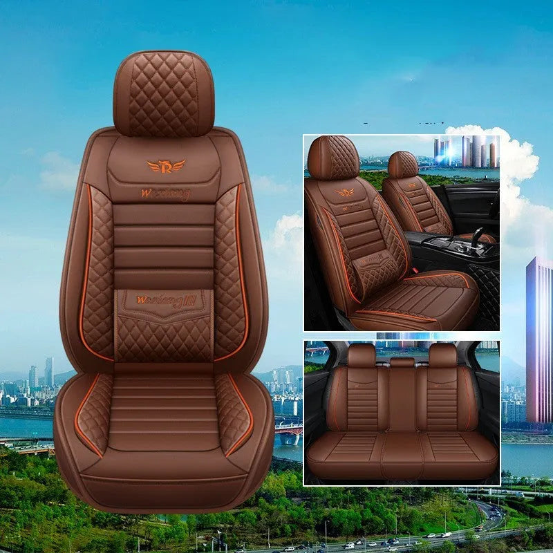 Red leather car seat cushion with high-elasticity sponge filler on a car seat.