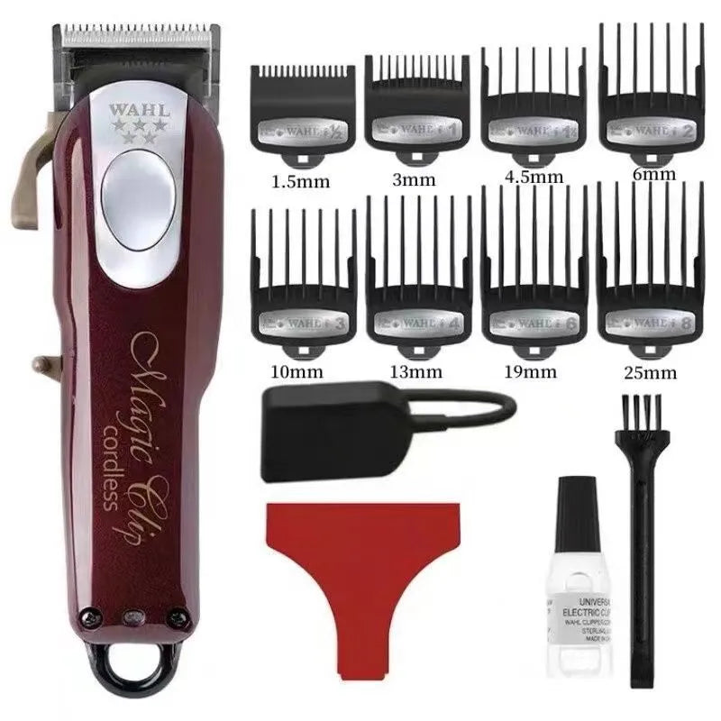 Professional hair clippers set with stainless steel cutter head and choice of EU, UK or US plugs