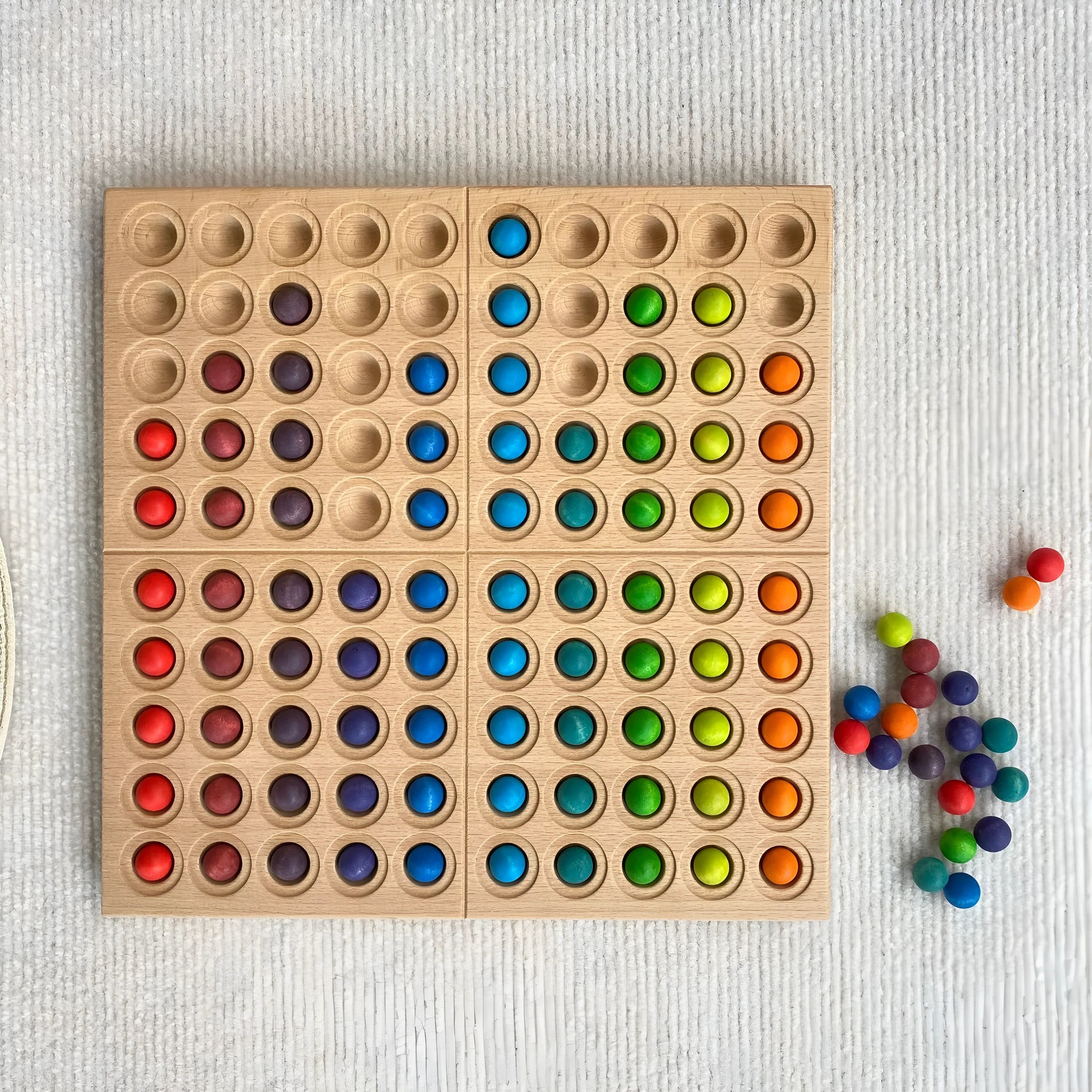Montessori wooden hundred board with number tiles for children aged 3-6 years