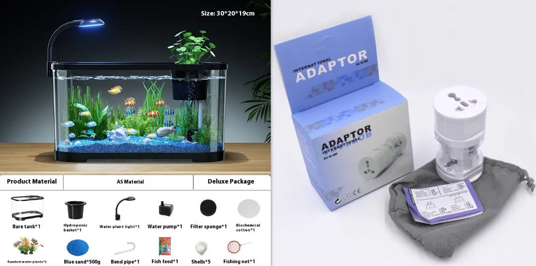 Desktop ecological landscape filter oxygen-making integrated fish tank in luxury white colour