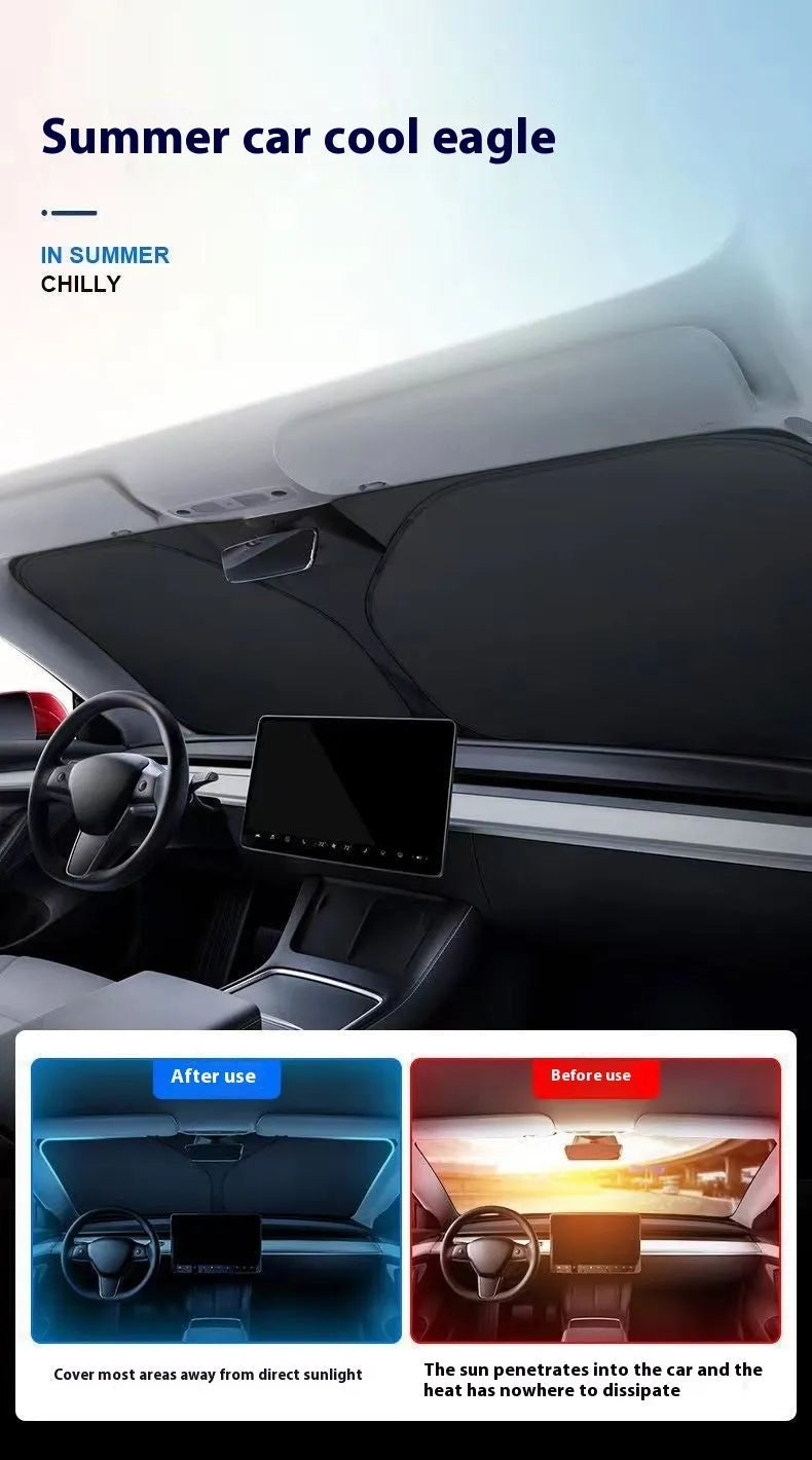 Aluminium foil car windscreen sunshade in titanium silver colour showing heat reflective surface