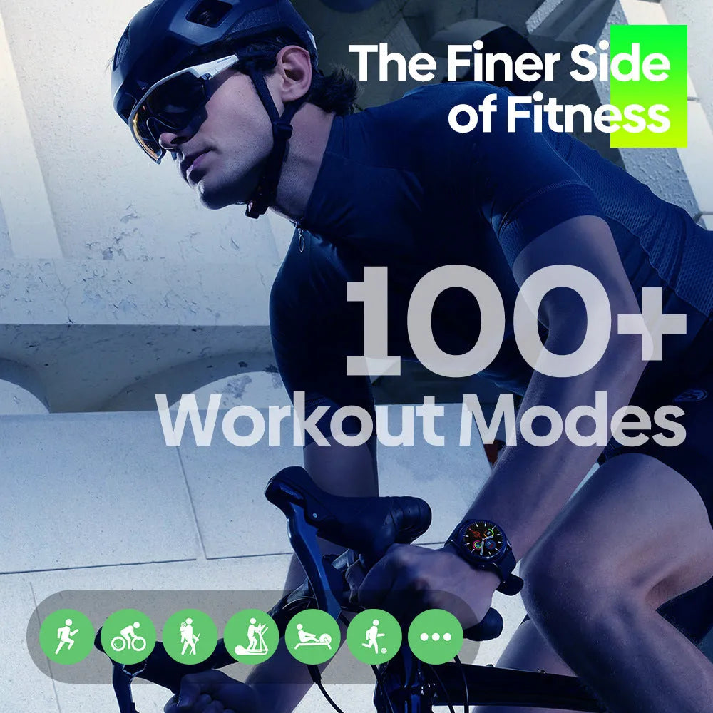 Smartwatch with Bluetooth fitness mode heart rate monitoring in black, also available in blue and pink