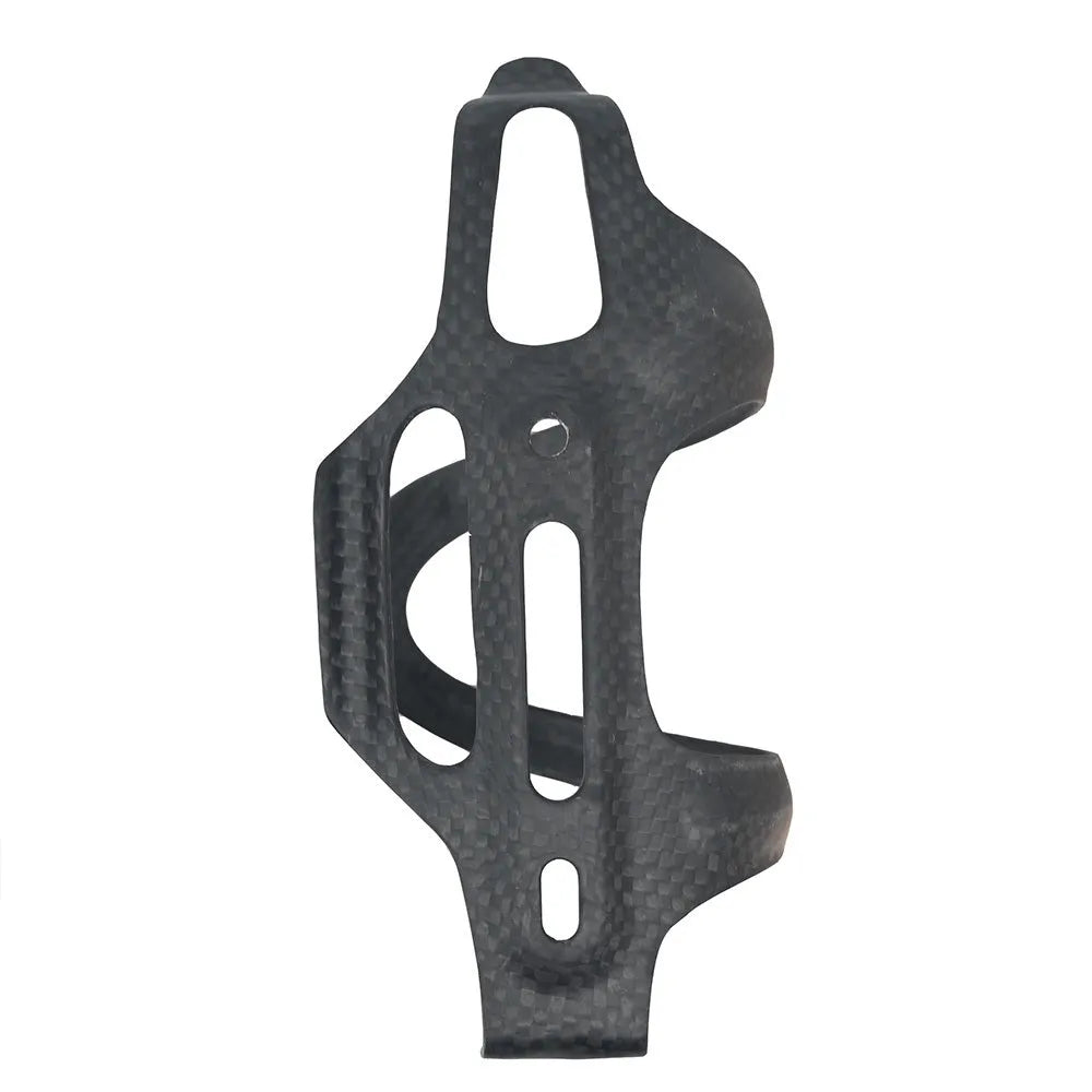 Black all-carbon fibre bicycle water bottle cage for road and mountain bikes