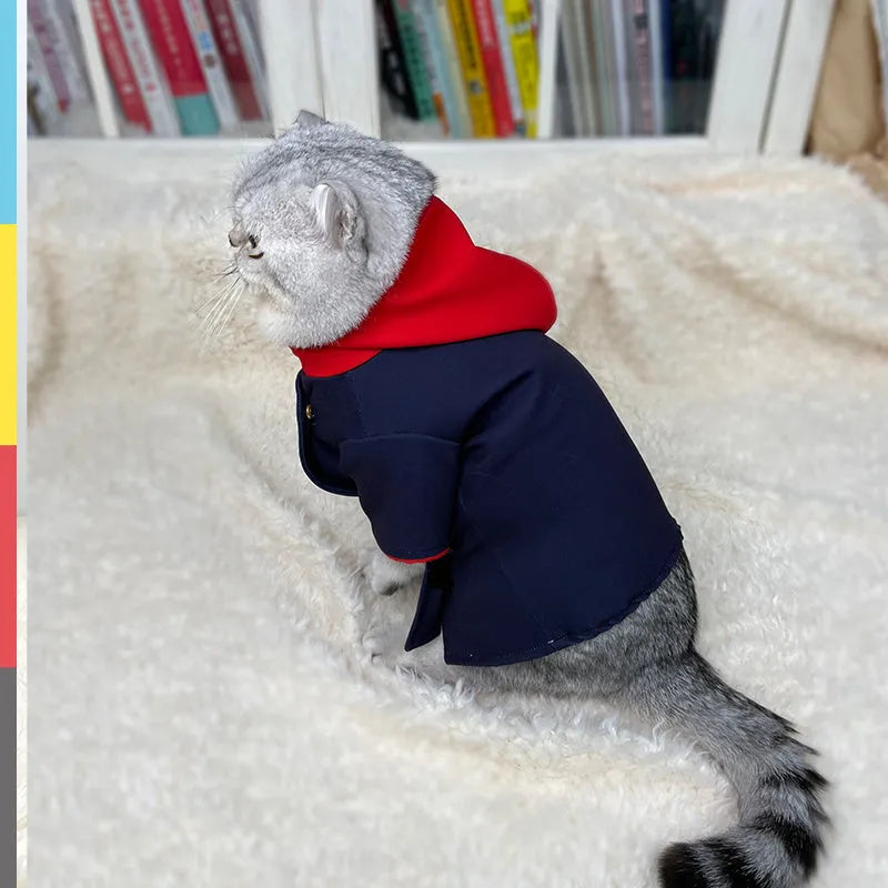 Tiger stripe plum blossom pattern pet hoodie for cats and dogs in small and medium sizes