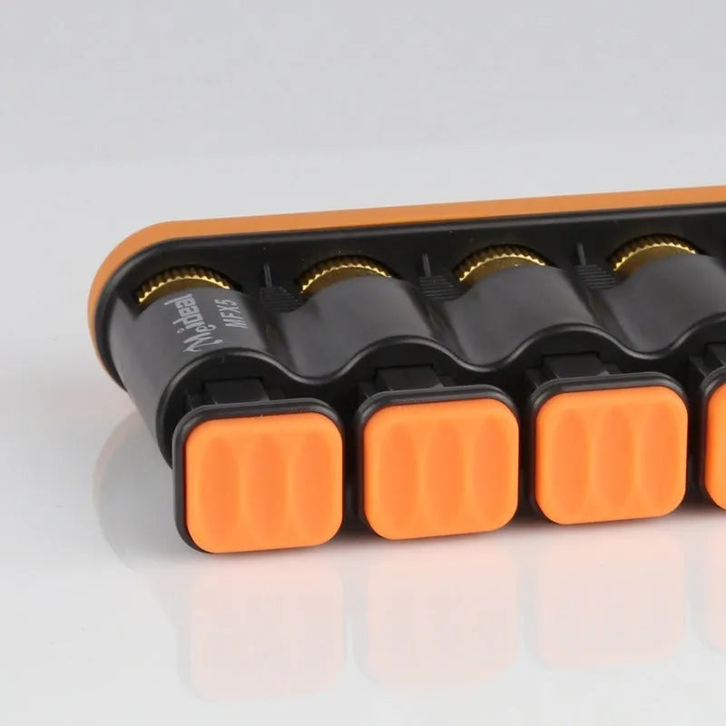 Grey and orange non-slip silicone climbing fingerboard finger trainer for hand strength development.