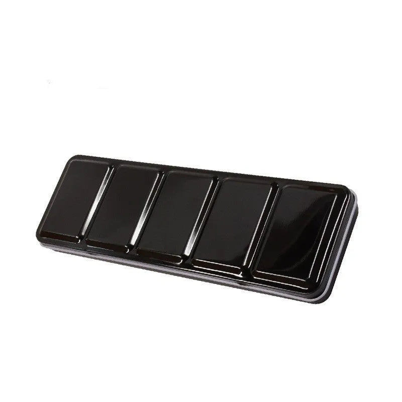 Solid square tinplate watercolour paint box with a three-fold empty interior.