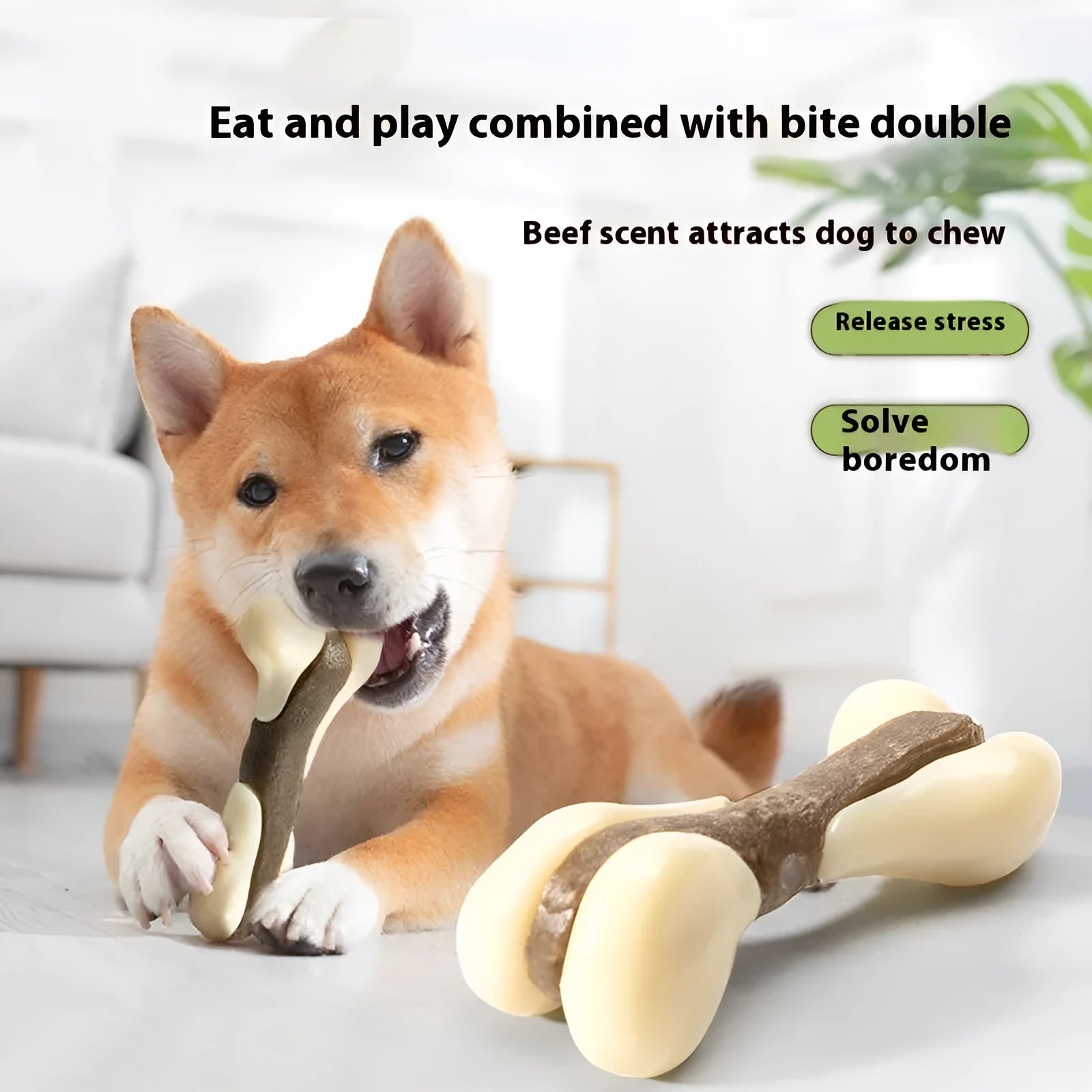 Cowhide nylon dog bone grinding rod chew toy in small and large size options