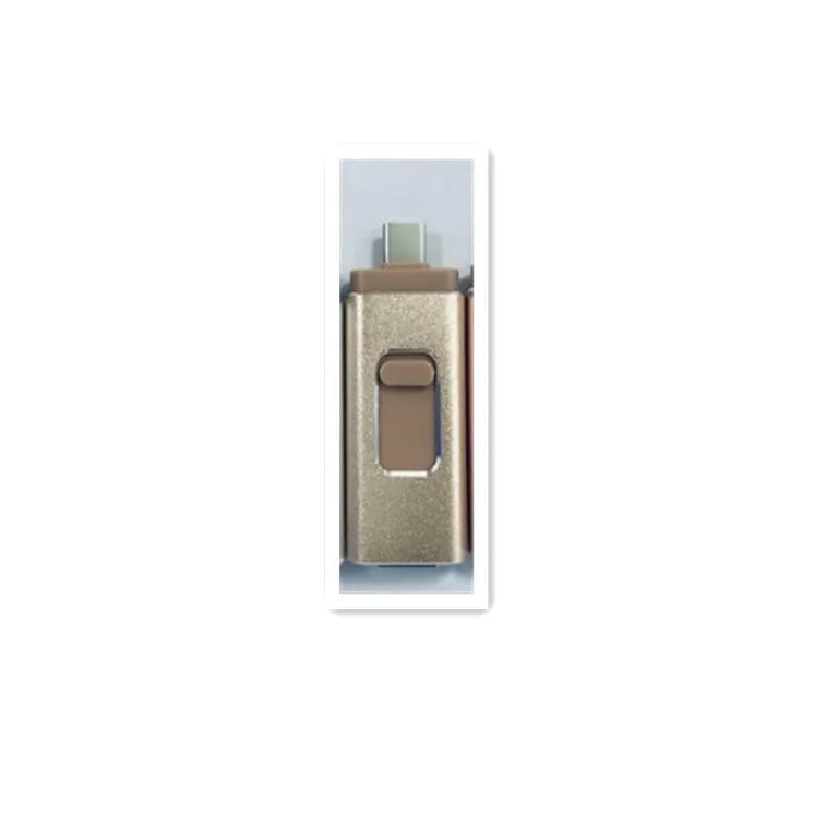 4-in-1 flash drive stick for iPhone Android Type-C USB in black, gold, rose gold, and silver finish