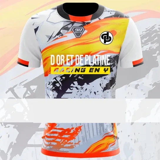 Men's loose fit short sleeve sports t-shirt in polyester mesh fabric, showing colour and style detail.