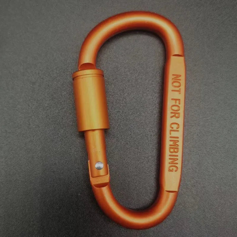 Aluminium D-type locking carabiner with 8cm flat profile in bright colours