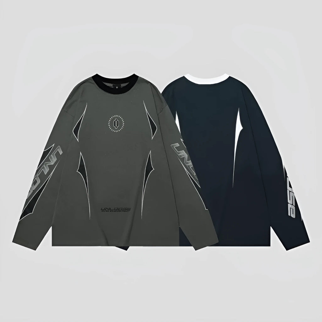 Grey cotton drop shoulder sweatshirt with round neck and long sleeves