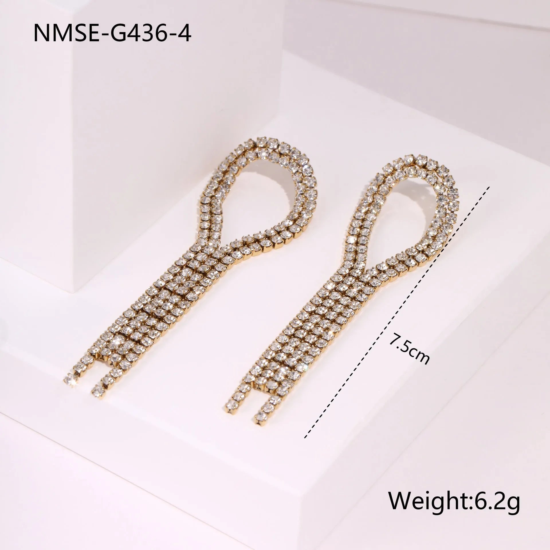 Diamond tassel love stainless steel earrings with heart star geometric shapes and 18K gold electroplating