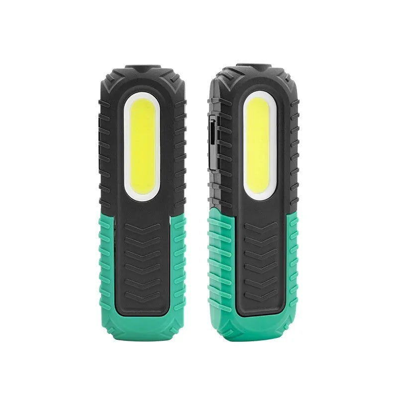 Black and green auto repair work light with USB charging cable