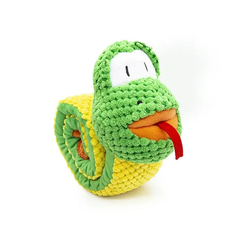 Reversible dog puzzle toy showing snail and stick configurations with hidden food holes