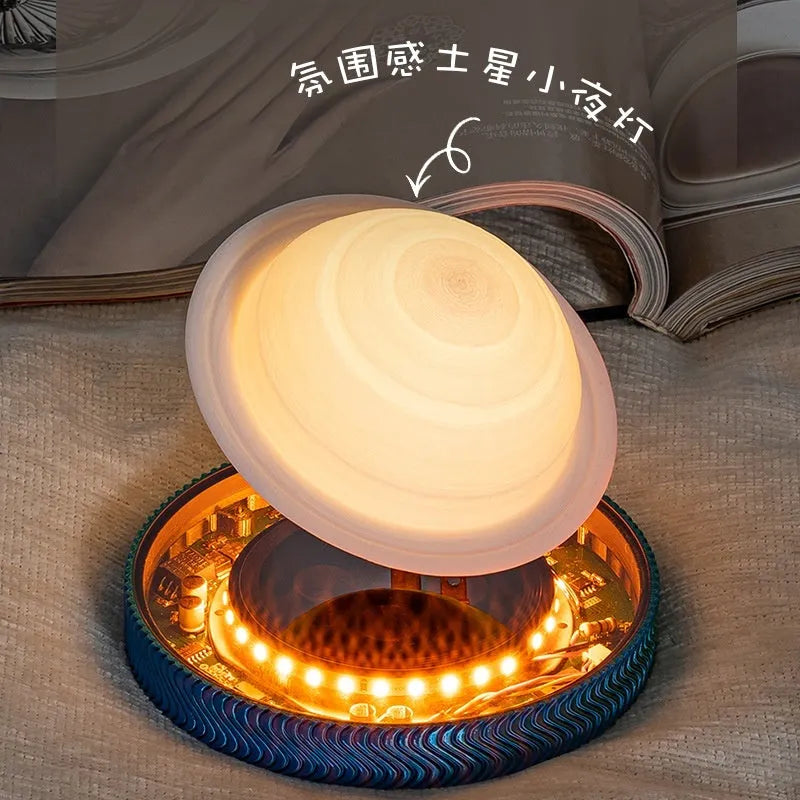 Floating magnetic moon night lamp with 3D printed modern design