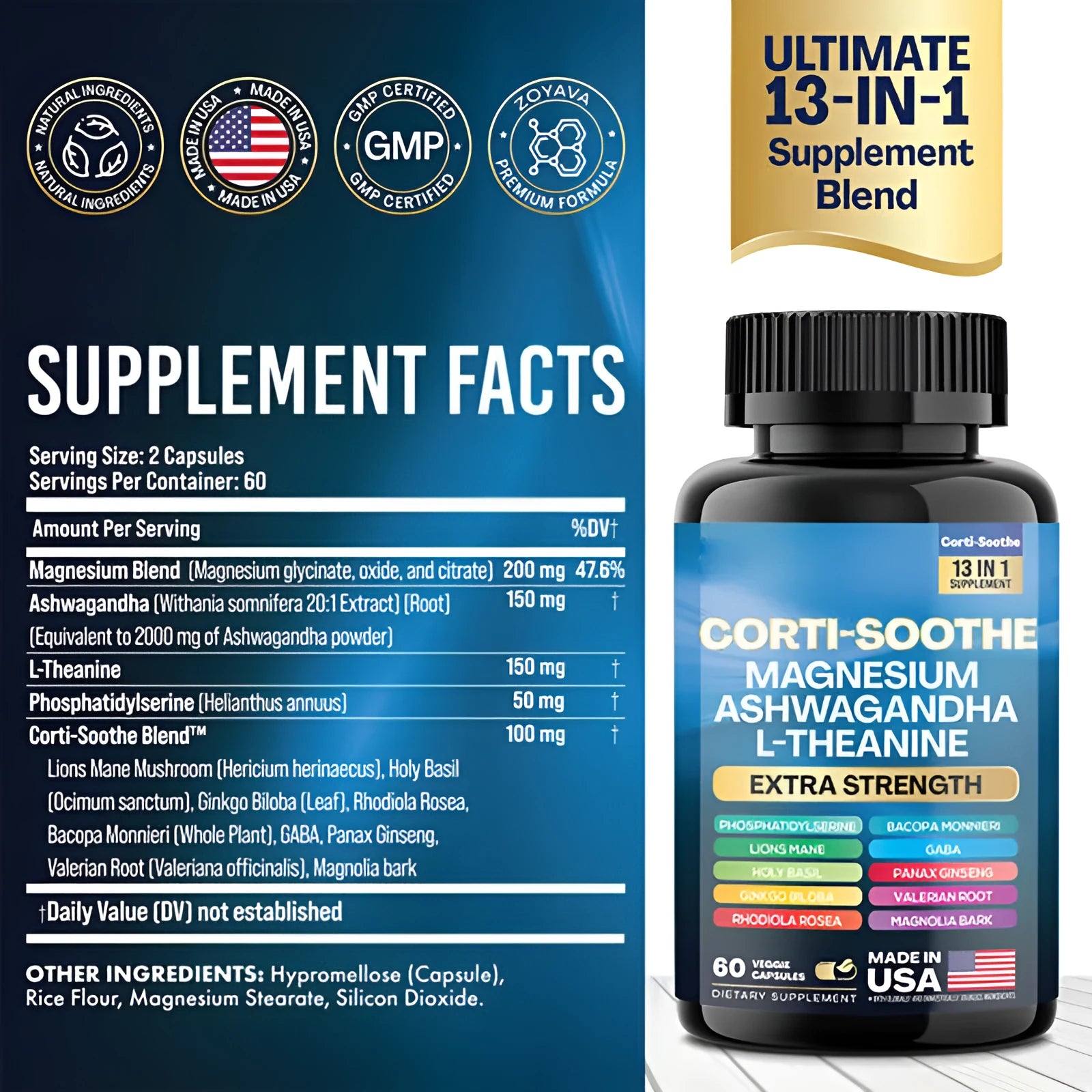 Bottle of 60 South African Drunken Eggplant Magnesium supplement capsules.