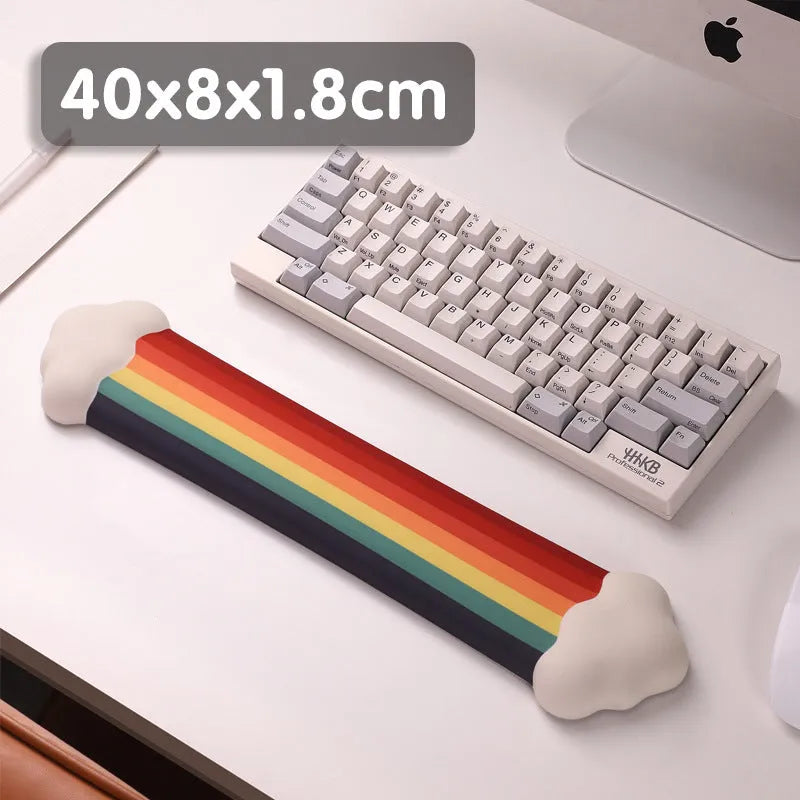 Silicone gel wrist rest mouse pad and matching keyboard support pad with cloud pattern in chosen colour.