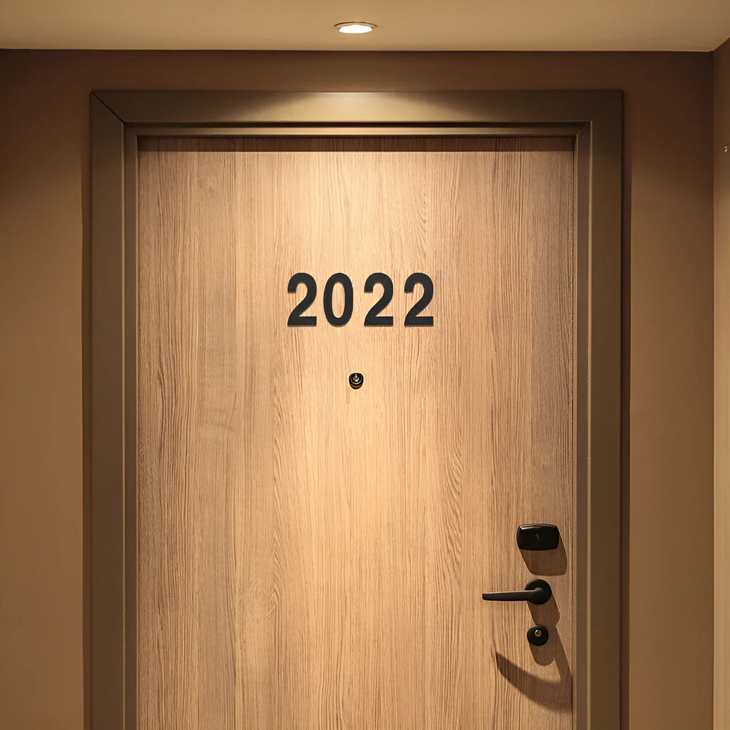Black stainless steel adhesive house number with 7.5cm waterproof characters for outdoor address marking