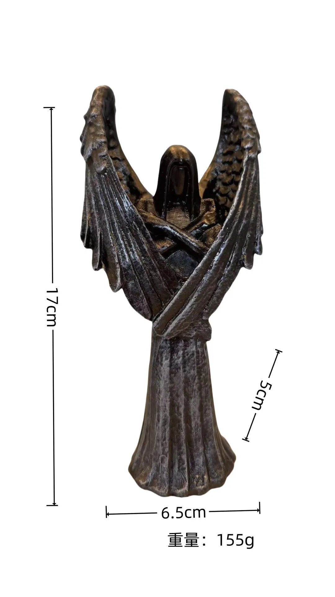 Dark Angel resin statue figurine ornament measuring 17 cm high on a shelf.