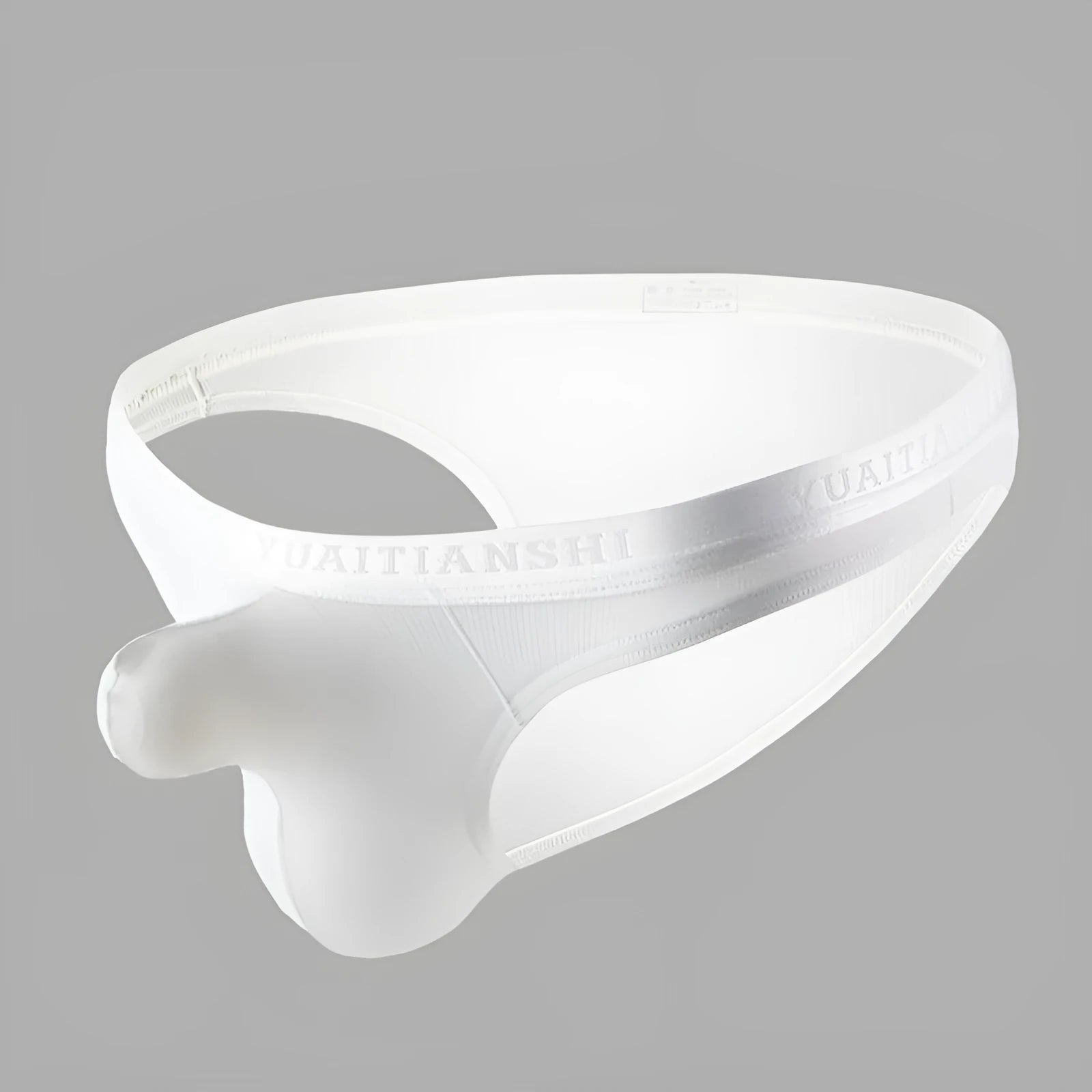 Men's thin low waist underwear in a solid colour, made from breathable nylon fabric.