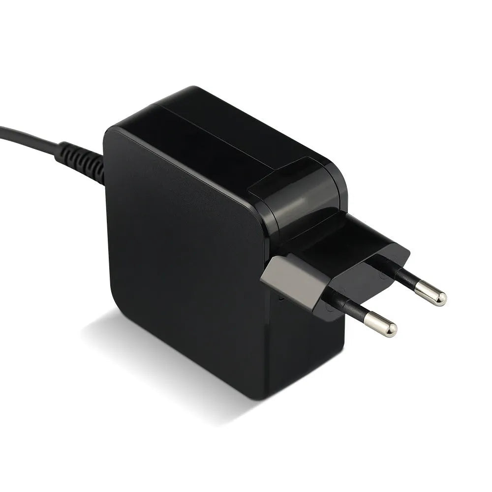 Black 45W laptop power adapter with DC connector cable and American standard electrical plug