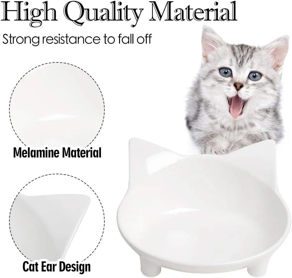 Shallow non-slip cat food bowl with anti-skid rubber base in black colour